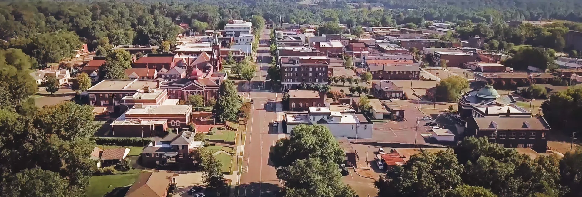 Aerial view of downtown Albemarle, North Carolina